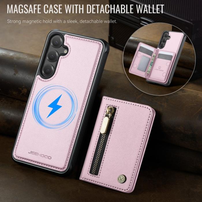 JEEHOOD - JEEHOOD Plånboksfodral för Samsung Galaxy S26 Plus Magnetiskt Konstläder - Rosa