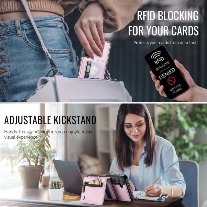 JEEHOOD - JEEHOOD Plånboksfodral för Samsung Galaxy S26 Plus Magnetiskt Konstläder - Rosa