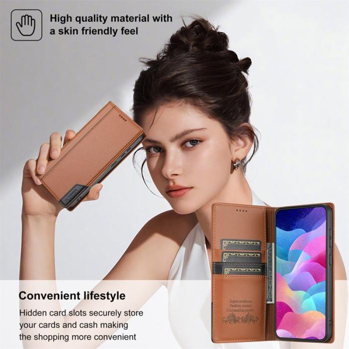 N.BEKUS - N.BEKUS Plånboksfodral för Samsung Galaxy S26 Plus RFID Blocking - Brun