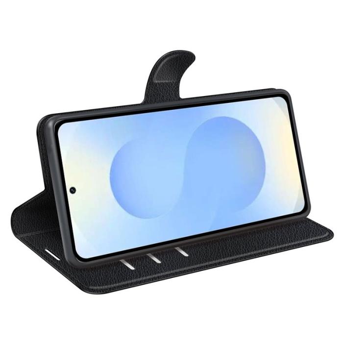 OEM - Plånboksfodral för Samsung Galaxy S26 Plus Ställ Konstläder - Svart