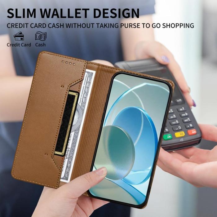 OEM - Plånboksfodral för Samsung Galaxy S26 Plus Ställfunktion Konstläder - Brun