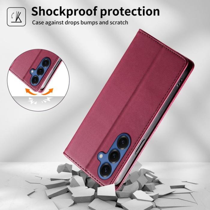 OEM - Plånboksfodral för Samsung Galaxy S26 Plus Ställfunktion Konstläder - Röd