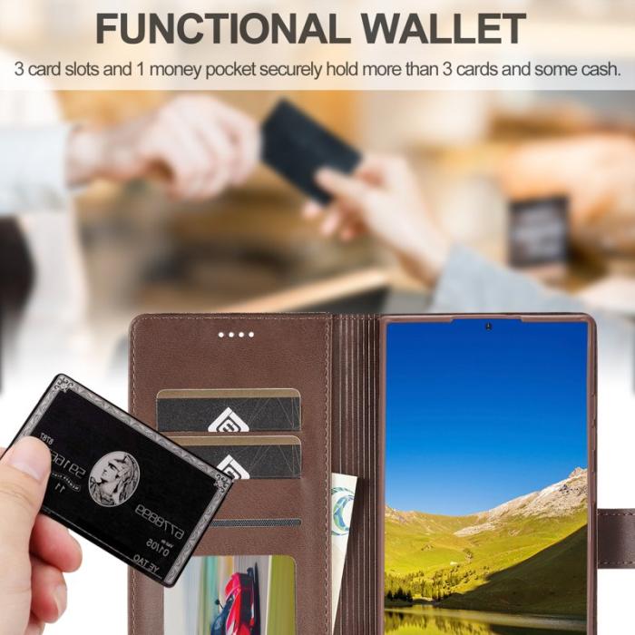 LC.imeeke - LC.IMEEKE Plånboksfodral för Samsung Galaxy S26 Ultra Konstläder - Brun
