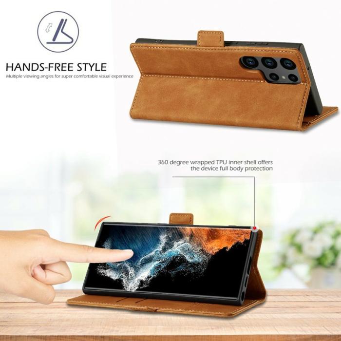 LC.imeeke - LC.IMEEKE Plånboksfodral för Samsung Galaxy S26 Ultra Konstläder - Brun