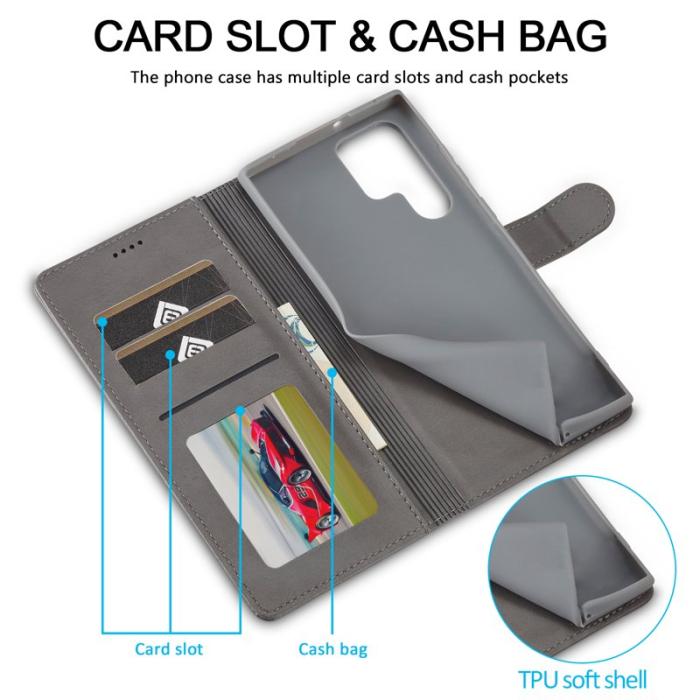 LC.imeeke - LC.IMEEKE Plånboksfodral för Samsung Galaxy S26 Ultra Konstläder - Grå