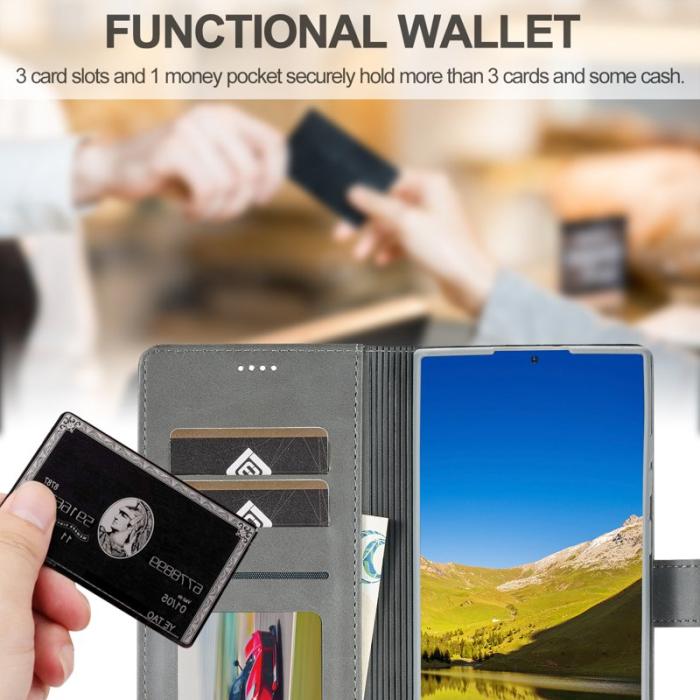LC.imeeke - LC.IMEEKE Plånboksfodral för Samsung Galaxy S26 Ultra Konstläder - Grå