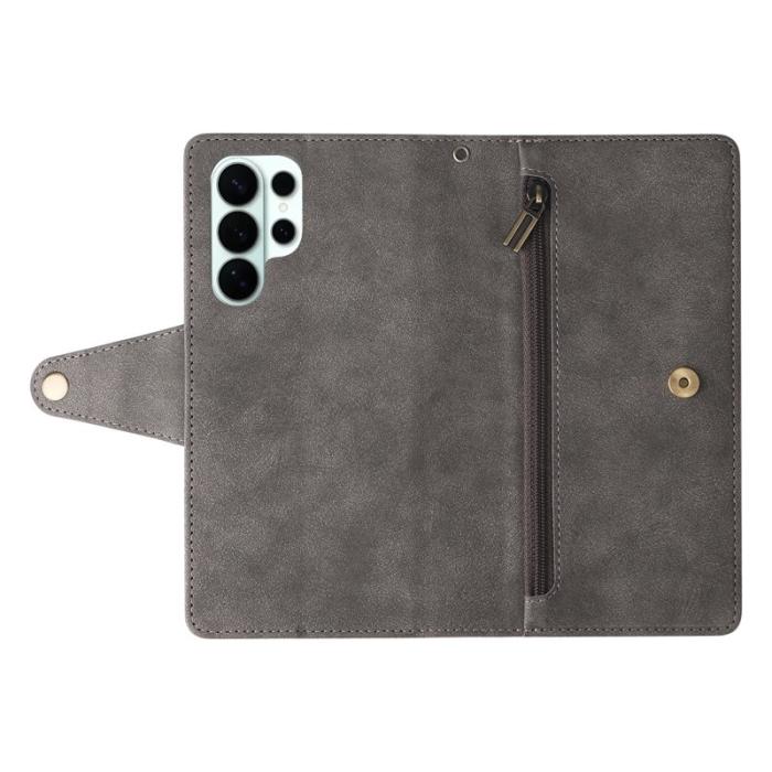 OEM - Plånboksfodral för Samsung Galaxy S26 Ultra Konstläder - Grå