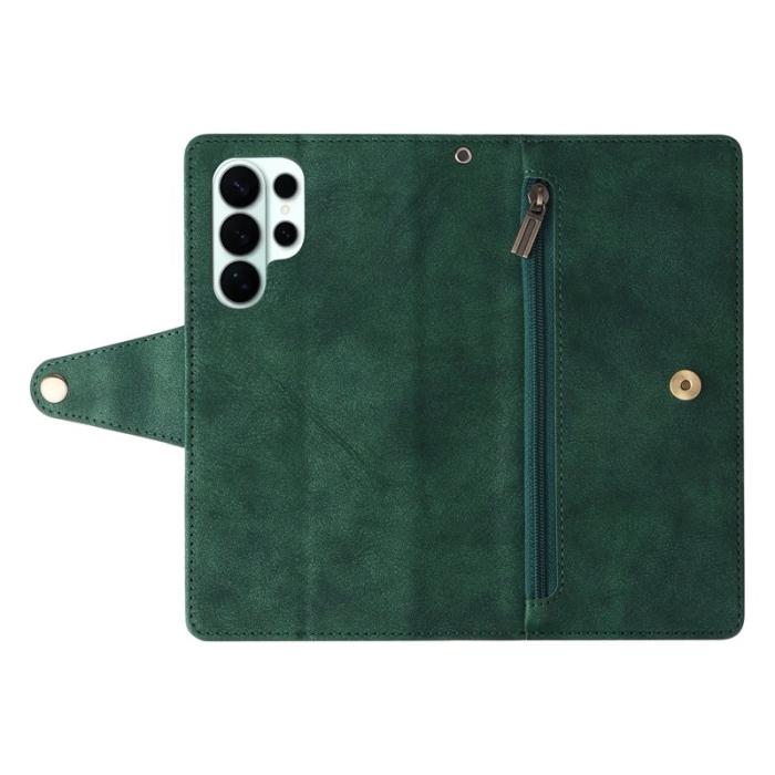 OEM - Plånboksfodral för Samsung Galaxy S26 Ultra Konstläder - Grön