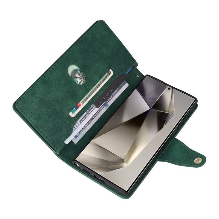 OEM - Plånboksfodral för Samsung Galaxy S26 Ultra Konstläder - Grön