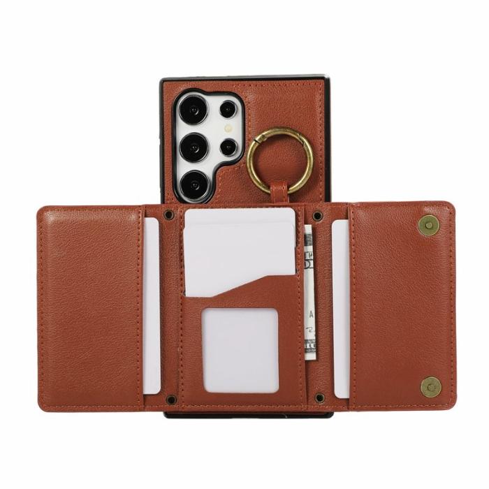 OEM - Plånboksfodral för Samsung Galaxy S26 Ultra Konstläder Kickstand - Brun