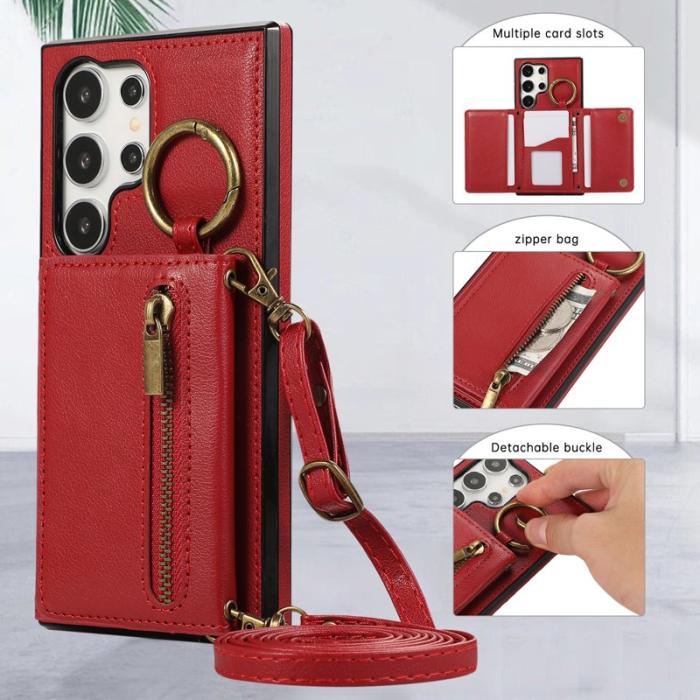 OEM - Plånboksfodral för Samsung Galaxy S26 Ultra Konstläder Kickstand - Röd