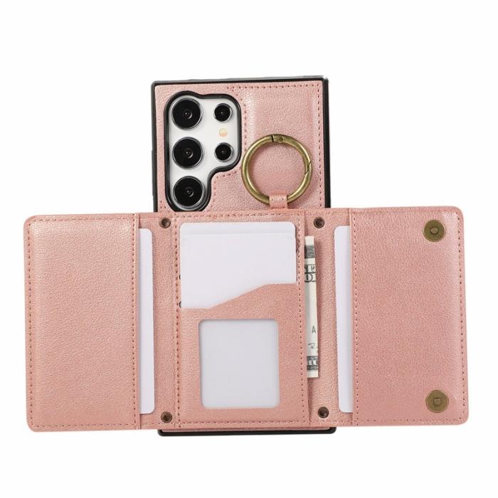 OEM - Plånboksfodral för Samsung Galaxy S26 Ultra Konstläder Kickstand - Rosa