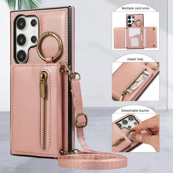 OEM - Plånboksfodral för Samsung Galaxy S26 Ultra Konstläder Kickstand - Rosa