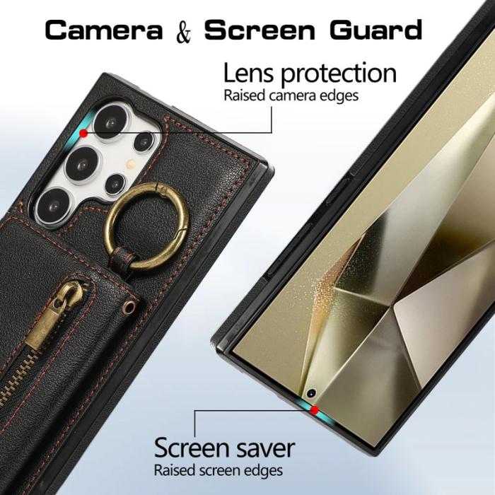 OEM - Plånboksfodral för Samsung Galaxy S26 Ultra Äkta läder Kickstand - Svart