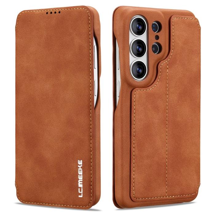 LC.imeeke - LC.IMEEKE Mobilfodral för Samsung Galaxy S26 Ultra Konstläder Kortfack - Brun