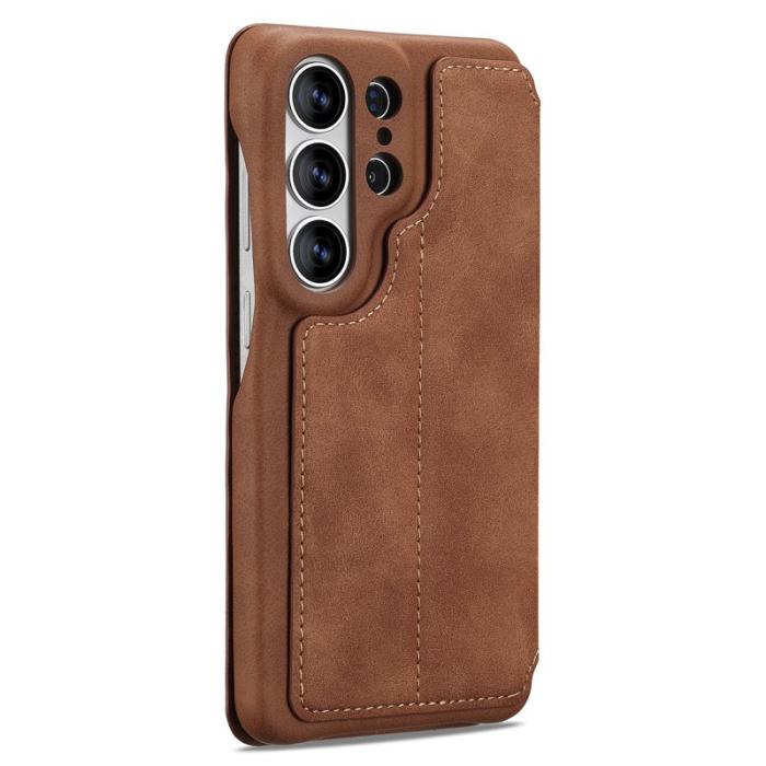 LC.imeeke - LC.IMEEKE Mobilfodral för Samsung Galaxy S26 Ultra Konstläder Kortfack - Brun