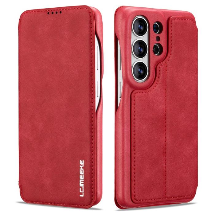 LC.imeeke - LC.IMEEKE Mobilfodral för Samsung Galaxy S26 Ultra Konstläder Kortfack - Röd