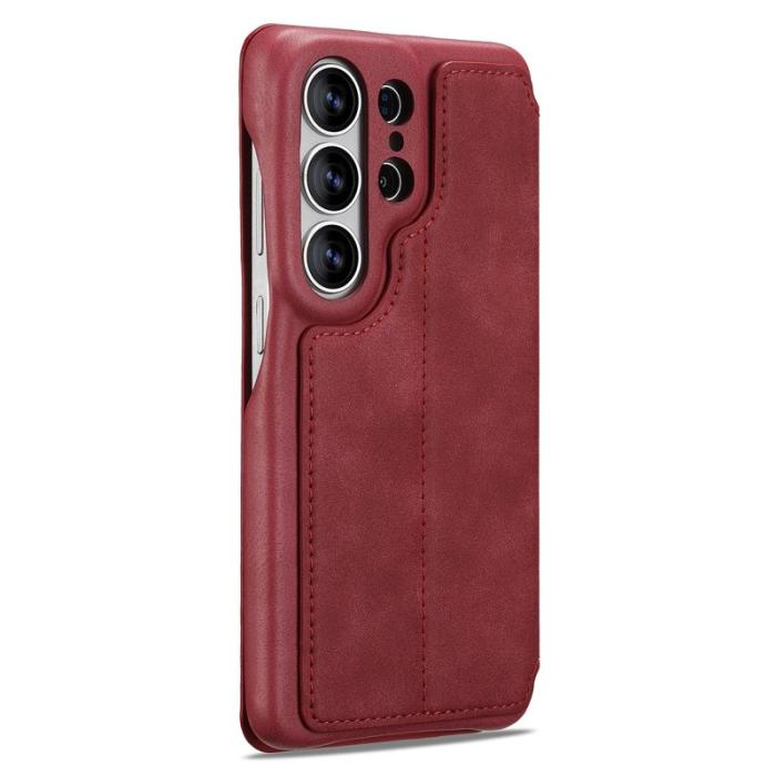 LC.imeeke - LC.IMEEKE Mobilfodral för Samsung Galaxy S26 Ultra Konstläder Kortfack - Röd