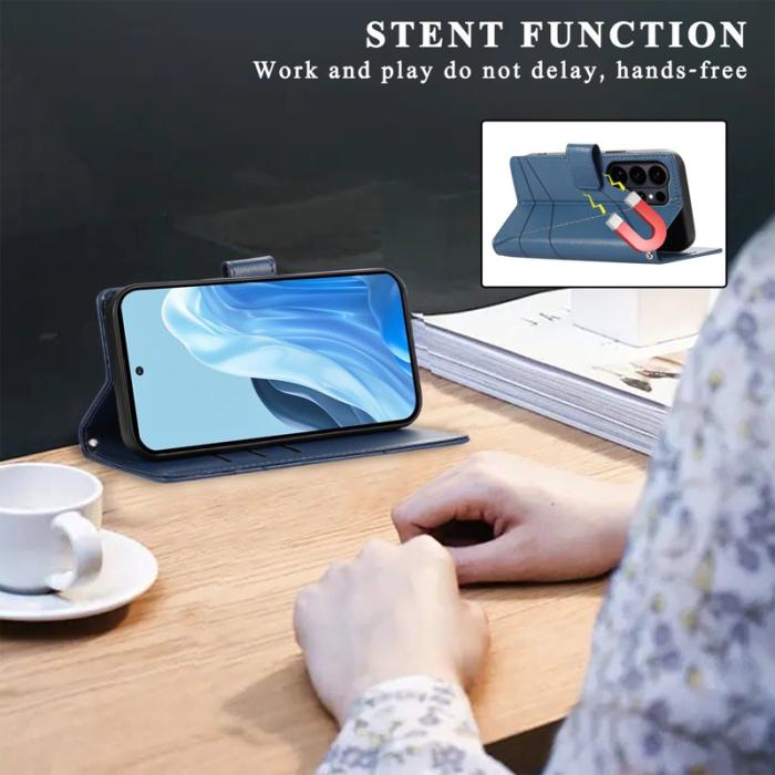 OEM - Plånboksfodral för Samsung Galaxy S26 Ultra Äkta läder med handledsrem - Blå