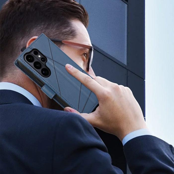 OEM - Plånboksfodral för Samsung Galaxy S26 Ultra Äkta läder med handledsrem - Blå