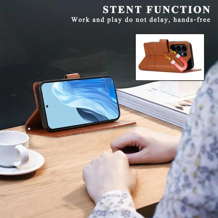 OEM - Plånboksfodral för Samsung Galaxy S26 Ultra Äkta läder med handledsrem - Brun