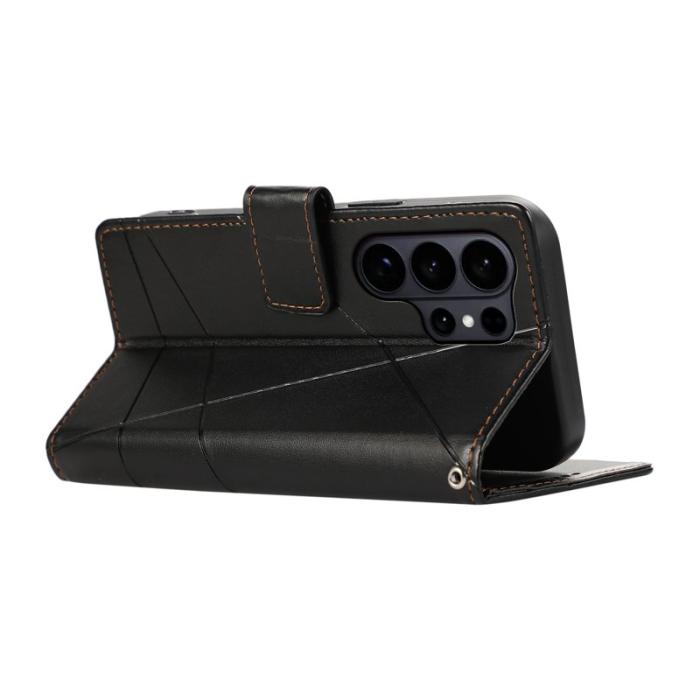 OEM - Plånboksfodral för Samsung Galaxy S26 Ultra Äkta läder med handledsrem - Svart