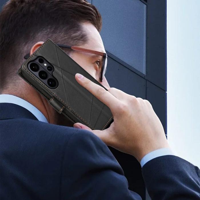 OEM - Plånboksfodral för Samsung Galaxy S26 Ultra Äkta läder med handledsrem - Svart