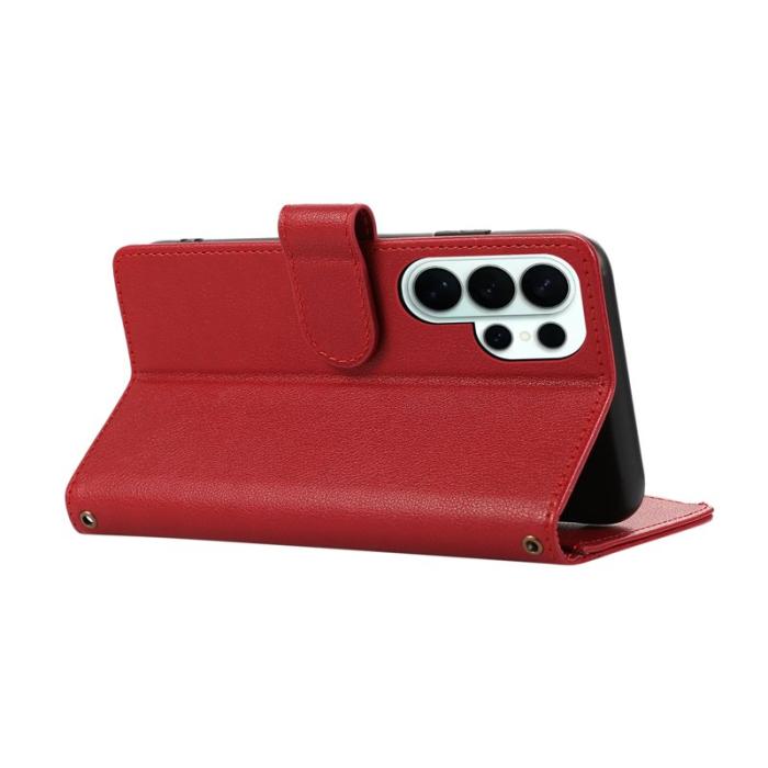 OEM - Mobilfodral för Samsung Galaxy S26 Ultra Konstläder med kortfack - Röd