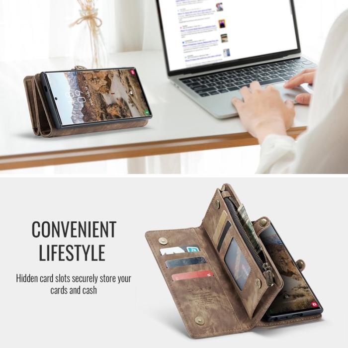 Caseme - CaseMe Plånboksfodral för Samsung Galaxy S26 Ultra Äkta läder med rem - Brun