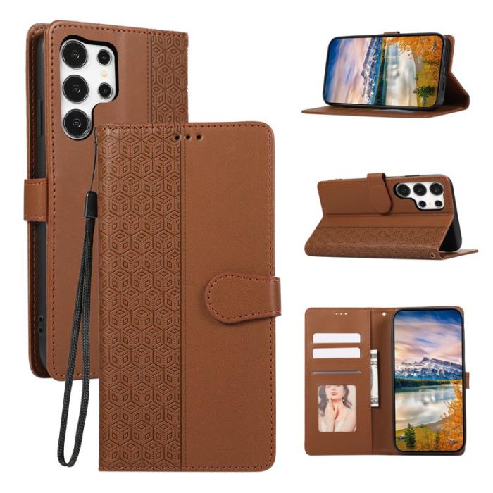 OEM - Mobilfodral för Samsung Galaxy S26 Ultra Äkta läder med rem - Brun