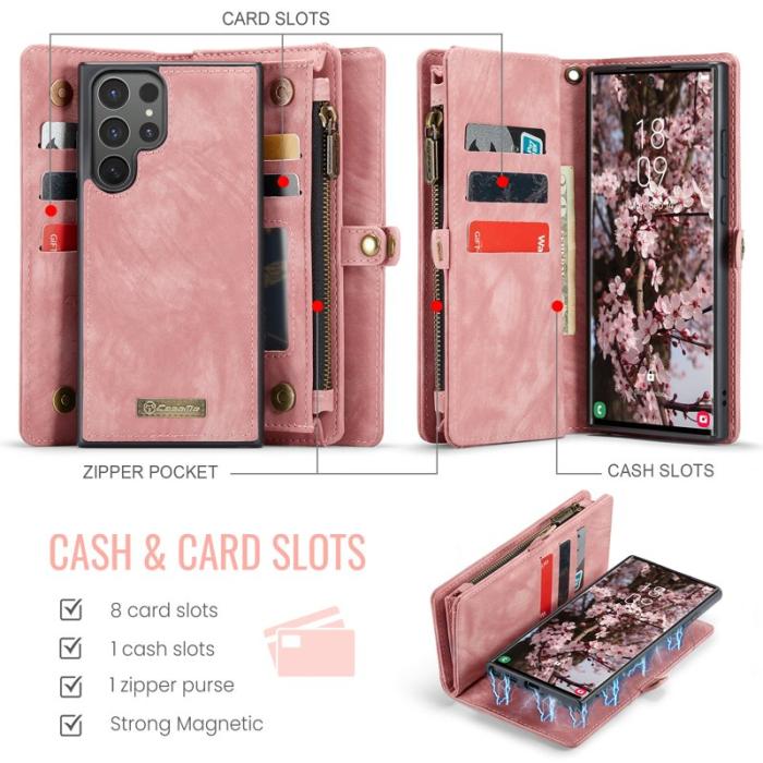 Caseme - CaseMe Plånboksfodral för Samsung Galaxy S26 Ultra Äkta läder med rem - Rosa