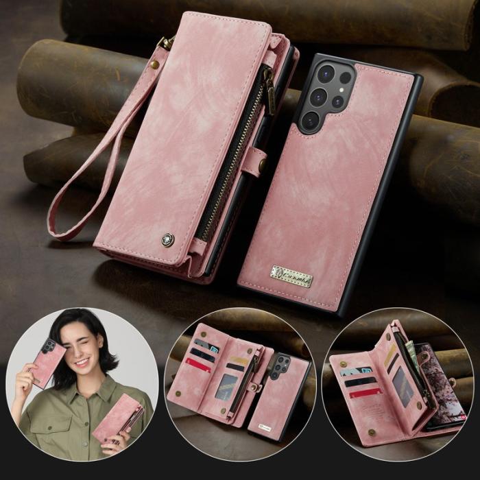 Caseme - CaseMe Plånboksfodral för Samsung Galaxy S26 Ultra Äkta läder med rem - Rosa