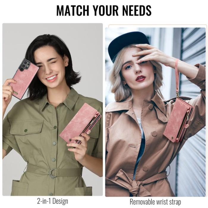 Caseme - CaseMe Plånboksfodral för Samsung Galaxy S26 Ultra Äkta läder med rem - Rosa