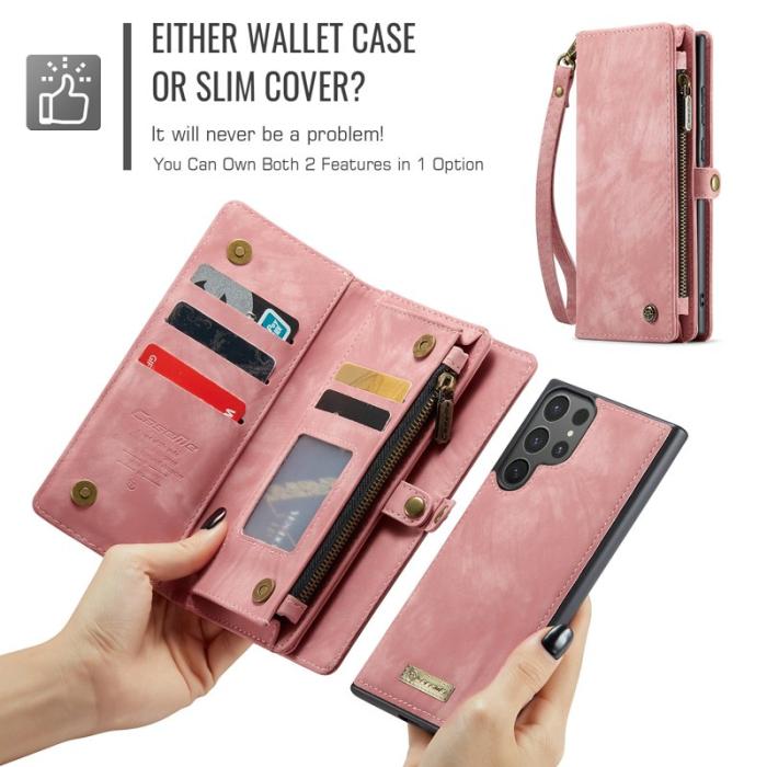 Caseme - CaseMe Plånboksfodral för Samsung Galaxy S26 Ultra Äkta läder med rem - Rosa