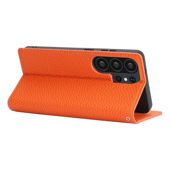 OEM - Plånboksfodral för Samsung Galaxy S26 Ultra Äkta läder - Orange