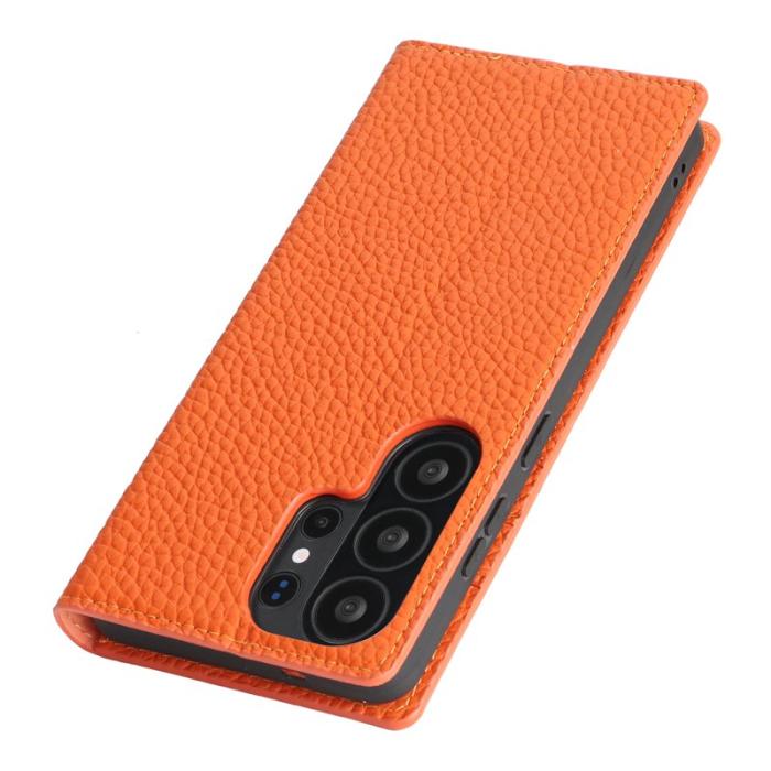 OEM - Plånboksfodral för Samsung Galaxy S26 Ultra Äkta läder - Orange