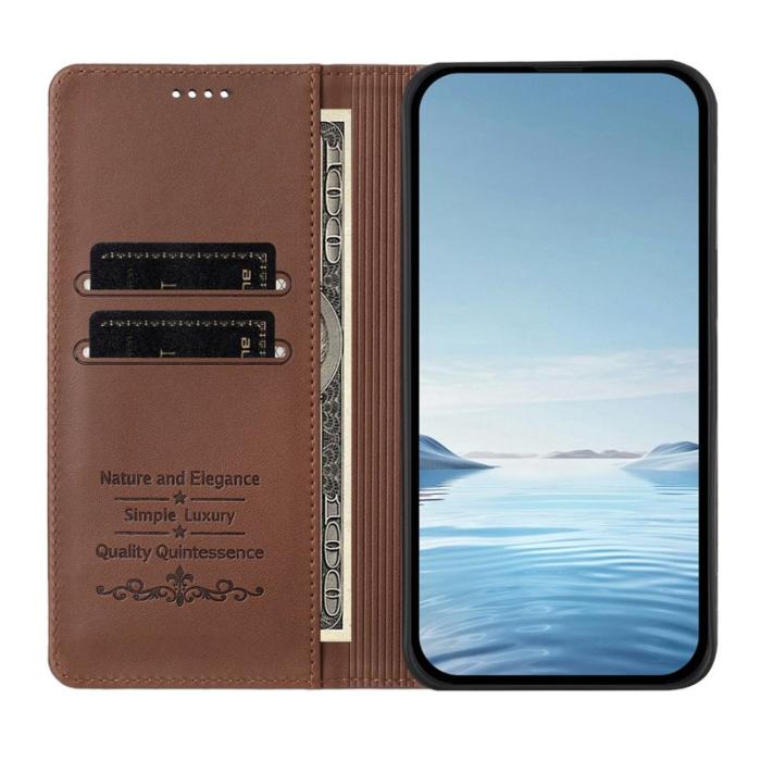 OEM - Plånboksfodral för Samsung Galaxy S26 Ultra Äkta läder RFID - Brun