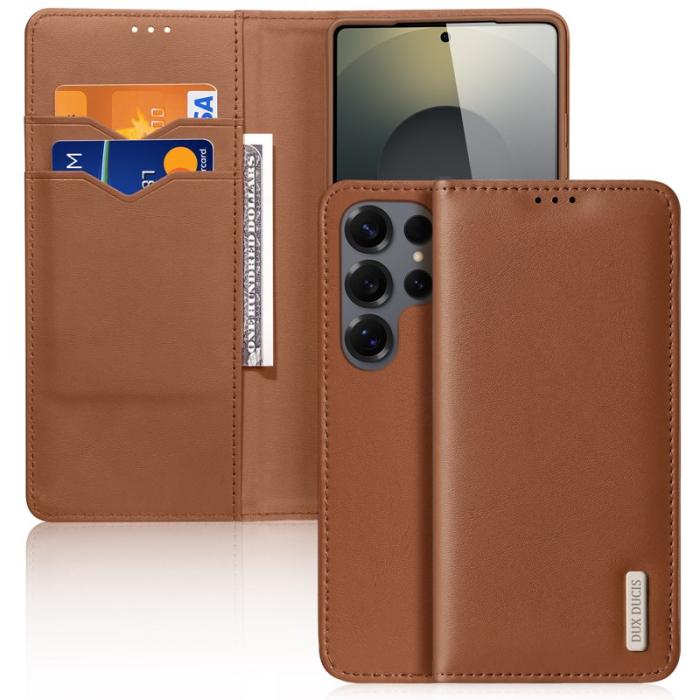 Dux Ducis - Dux Ducis Plånboksfodral för Samsung Galaxy S26 Ultra Äkta läder RFID - Brun