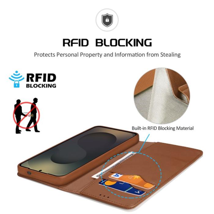 Dux Ducis - Dux Ducis Plånboksfodral för Samsung Galaxy S26 Ultra Äkta läder RFID - Brun