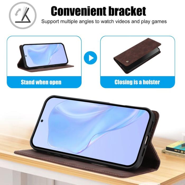 OEM - Plånboksfodral för Samsung Galaxy S26 Ultra Äkta läder RFID - Brun