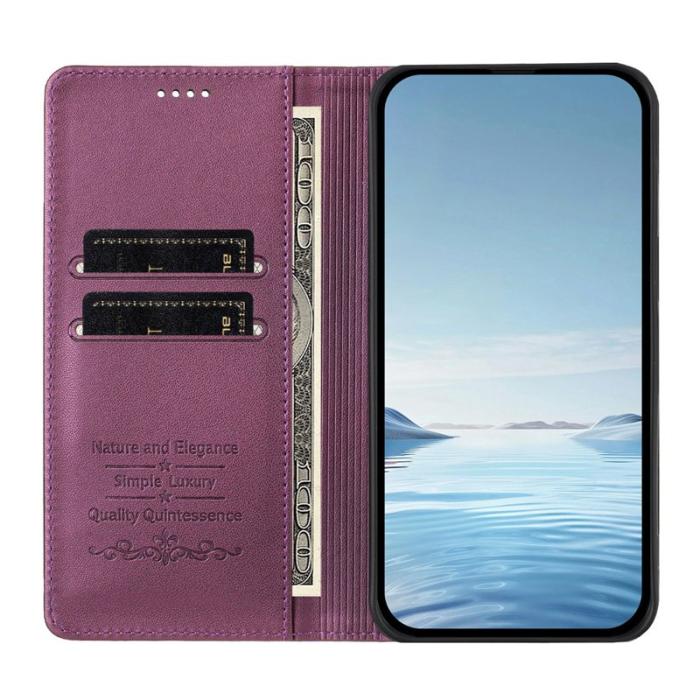 OEM - Plånboksfodral för Samsung Galaxy S26 Ultra Äkta läder RFID - Lila