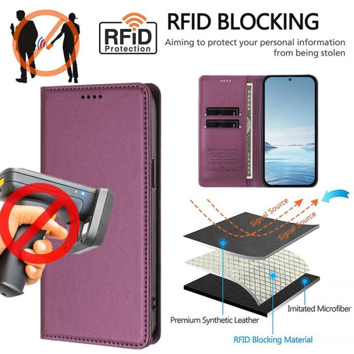 OEM - Plånboksfodral för Samsung Galaxy S26 Ultra Äkta läder RFID - Lila