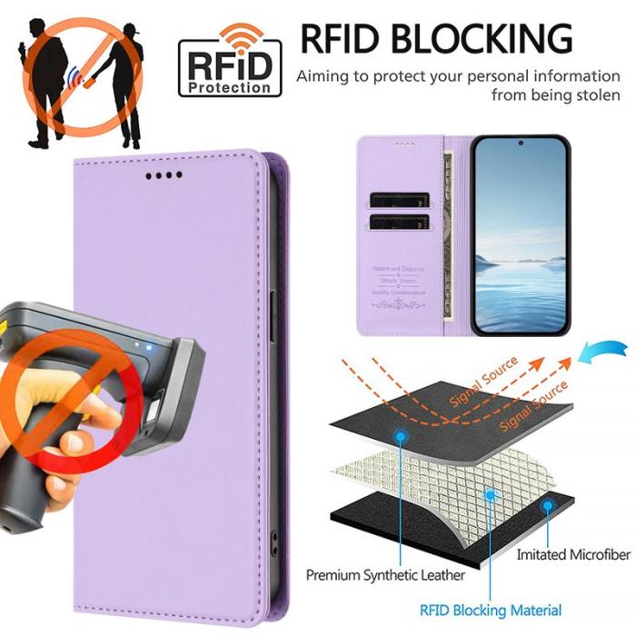 OEM - Plånboksfodral för Samsung Galaxy S26 Ultra Äkta läder RFID - Ljuslila