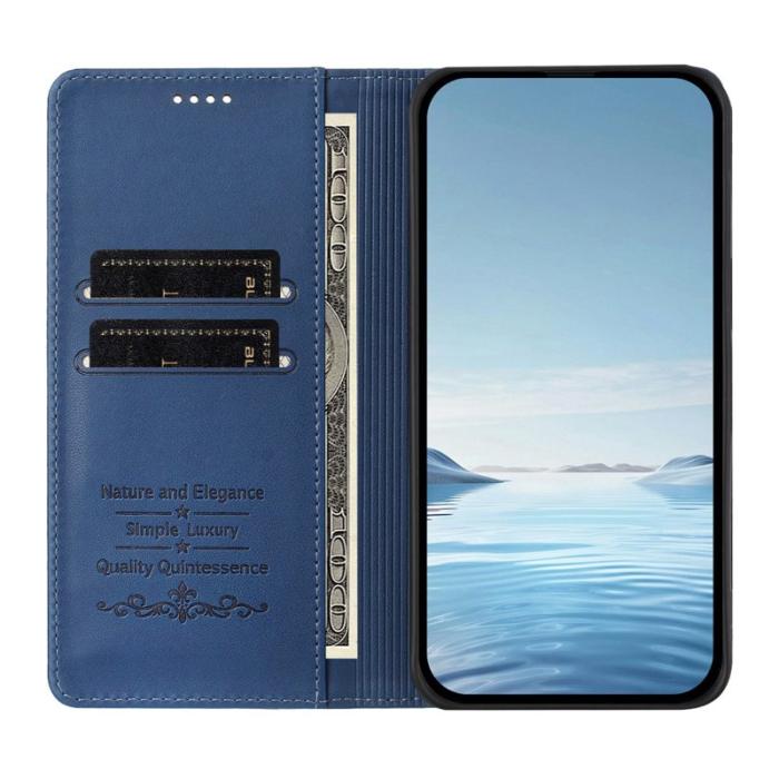 OEM - Plånboksfodral för Samsung Galaxy S26 Ultra Äkta läder RFID - Mörkblå