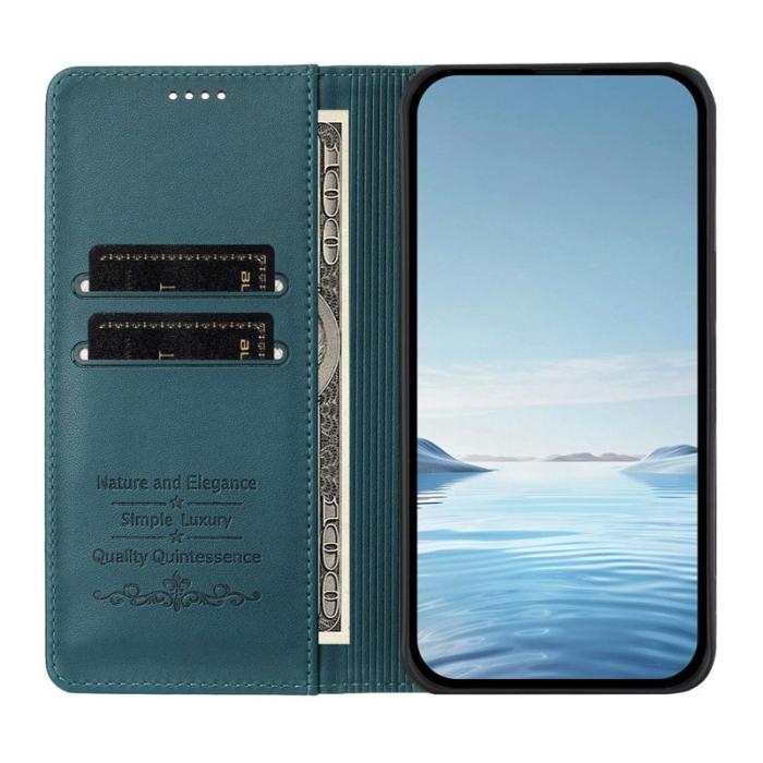 OEM - Plånboksfodral för Samsung Galaxy S26 Ultra Äkta läder RFID - Mörkgrön