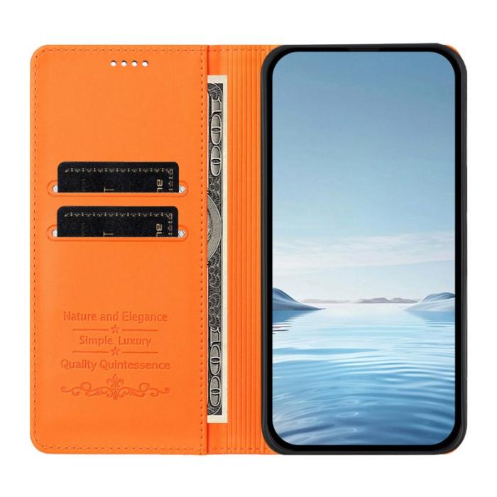 OEM - Plånboksfodral för Samsung Galaxy S26 Ultra Äkta läder RFID - Orange