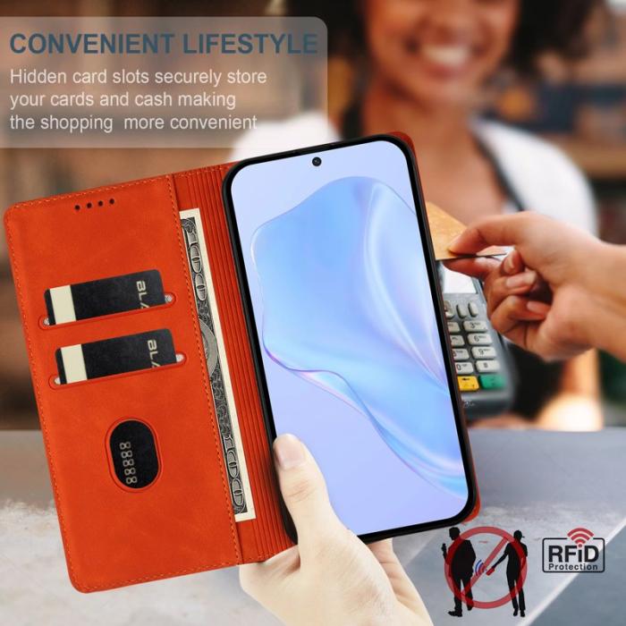 OEM - Plånboksfodral för Samsung Galaxy S26 Ultra Äkta läder RFID - Orange