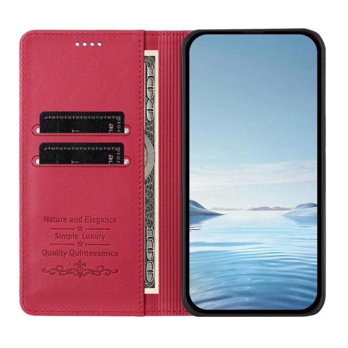 OEM - Plånboksfodral för Samsung Galaxy S26 Ultra Äkta läder RFID - Röd