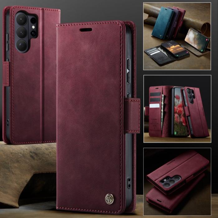 Caseme - CaseMe Plånboksfodral för Samsung Galaxy S26 Ultra Äkta läder RFID - Röd