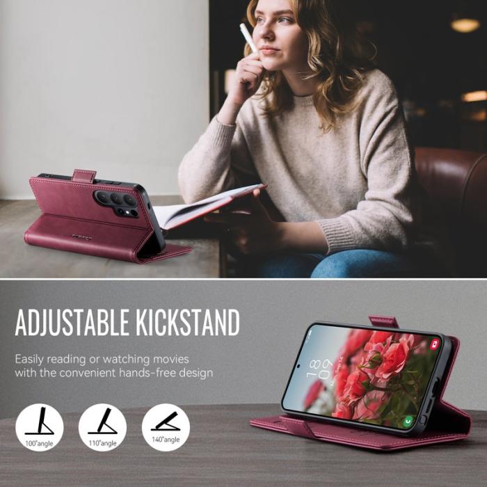 Caseme - CaseMe Plånboksfodral för Samsung Galaxy S26 Ultra Äkta läder RFID - Röd